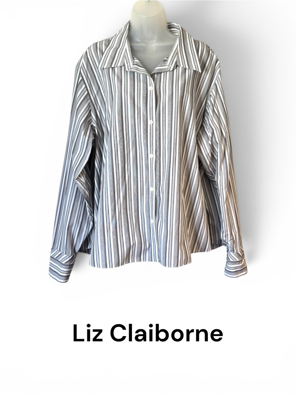 LIZ CLAIBORNE Cotton NO IRON Button Front Top   PLUS  22W       #2